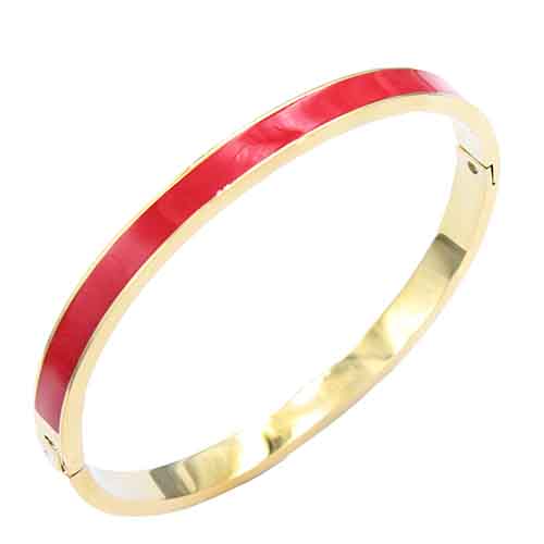 B-104 Red Enamel with Gold Bangle Bracelet