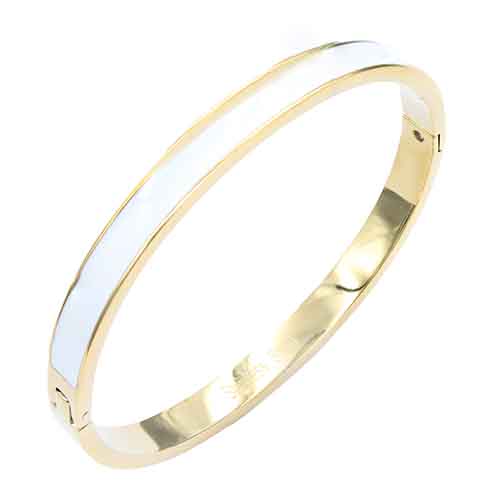 B-106  Black Enamel with Gold Bangle Bracelet