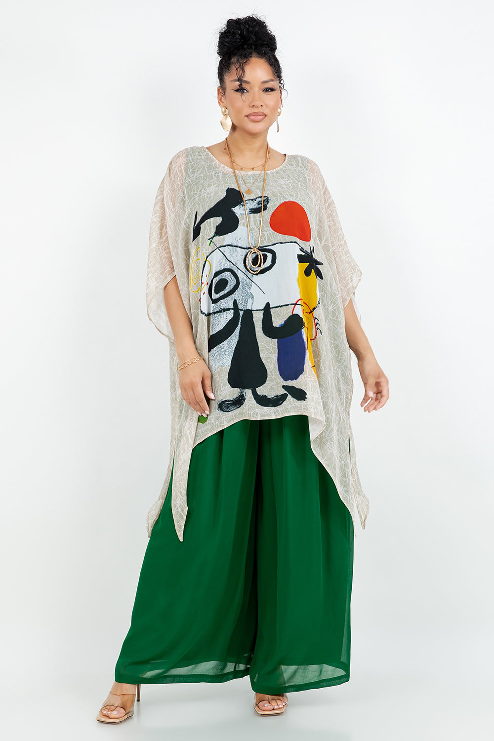 034- Sterling Styles Beige Joan Miro Inspired Poncho