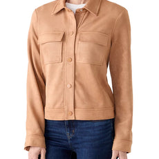 069- Zac and Rachel Faux Suede Cognac Crop Jacket