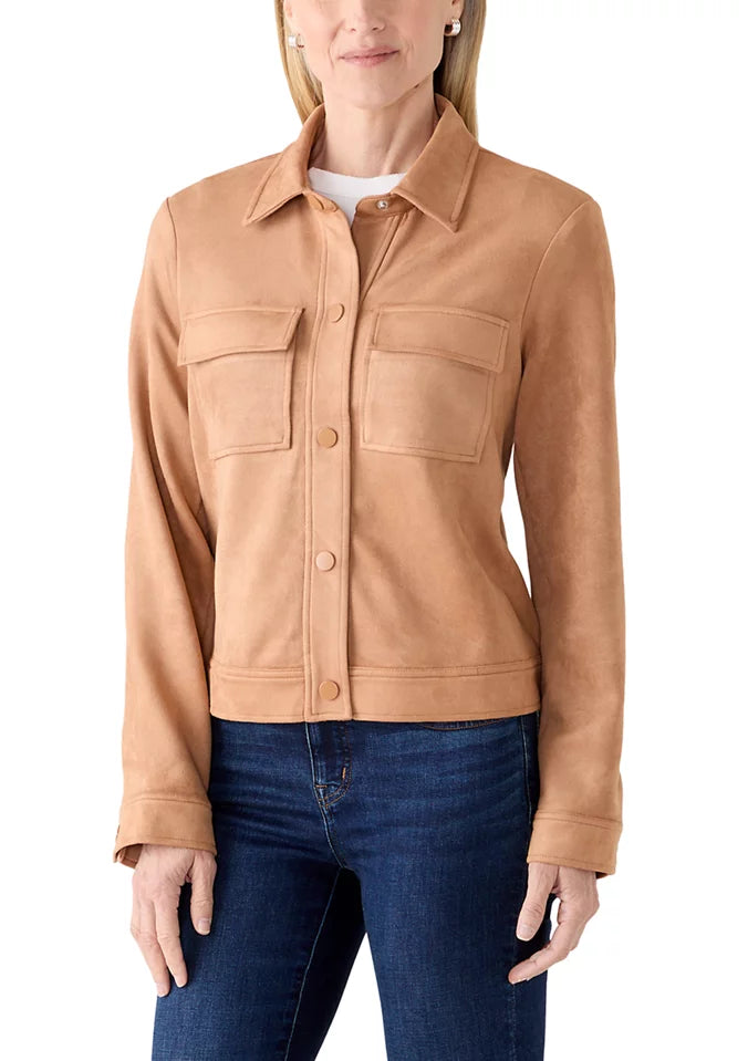 069- Zac and Rachel Faux Suede Cognac Crop Jacket