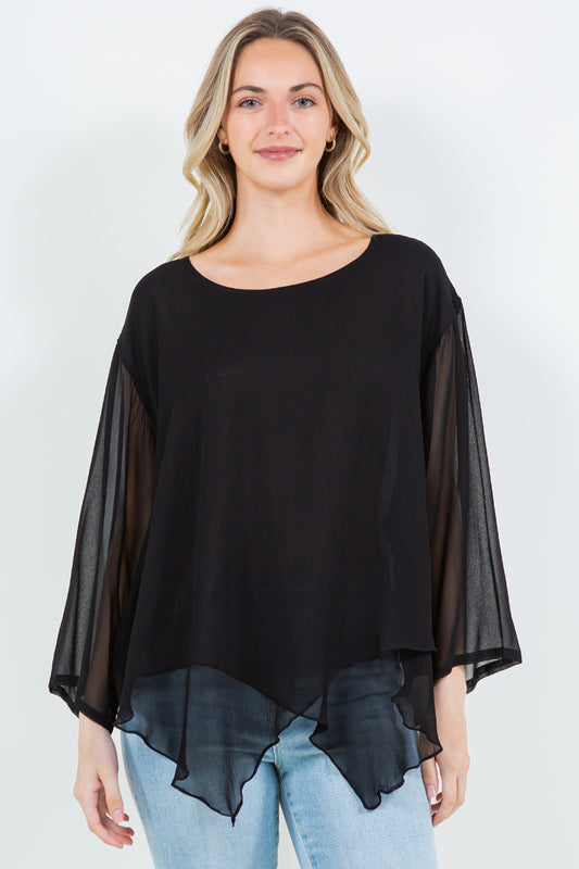 034- Sterling Styles Black Layered Top