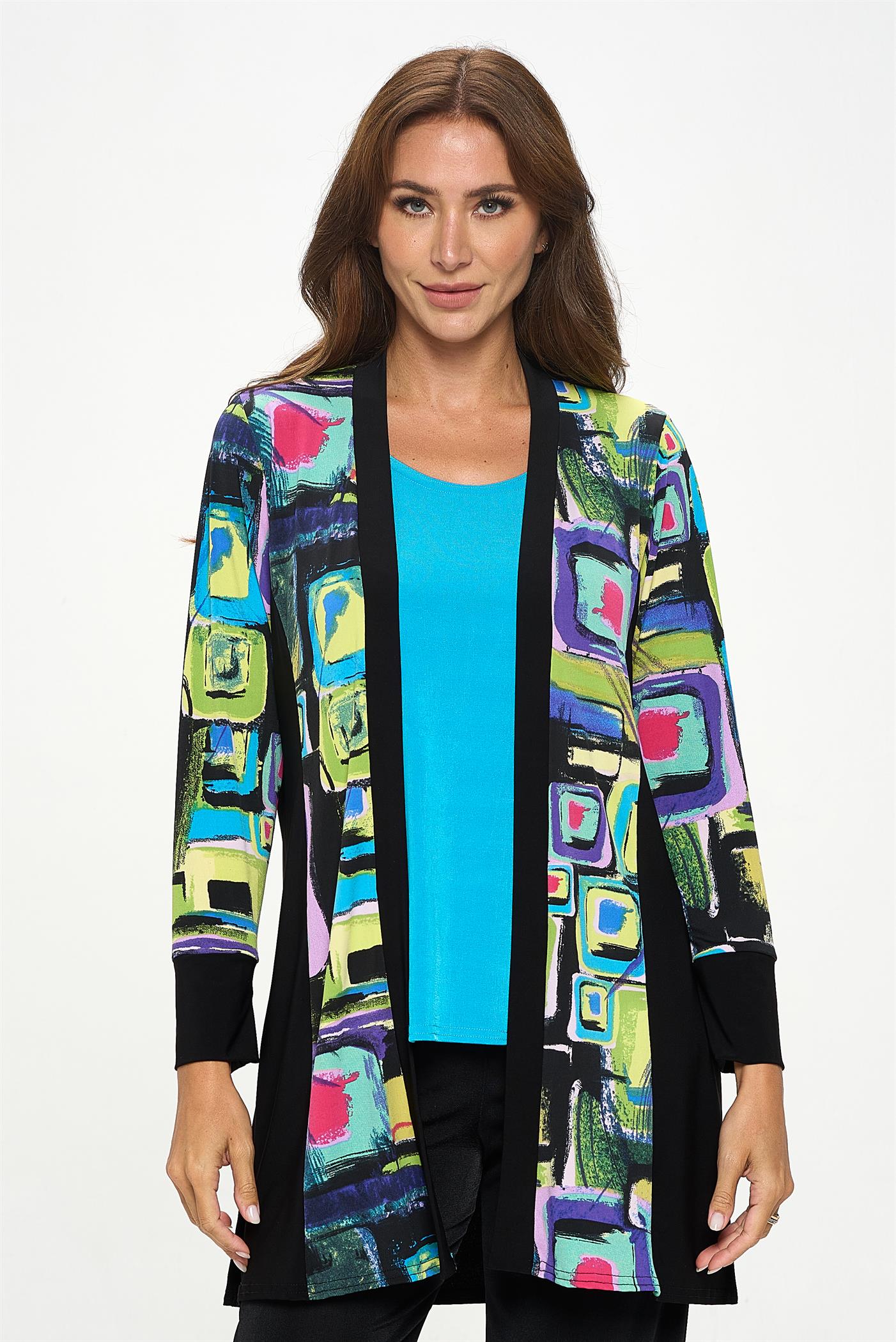 019- Jostar Black Long with Multi Graphic Color Jacket