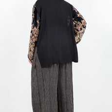 034- Sterling Styles Black and Beige Vintage Patchwork Kimono