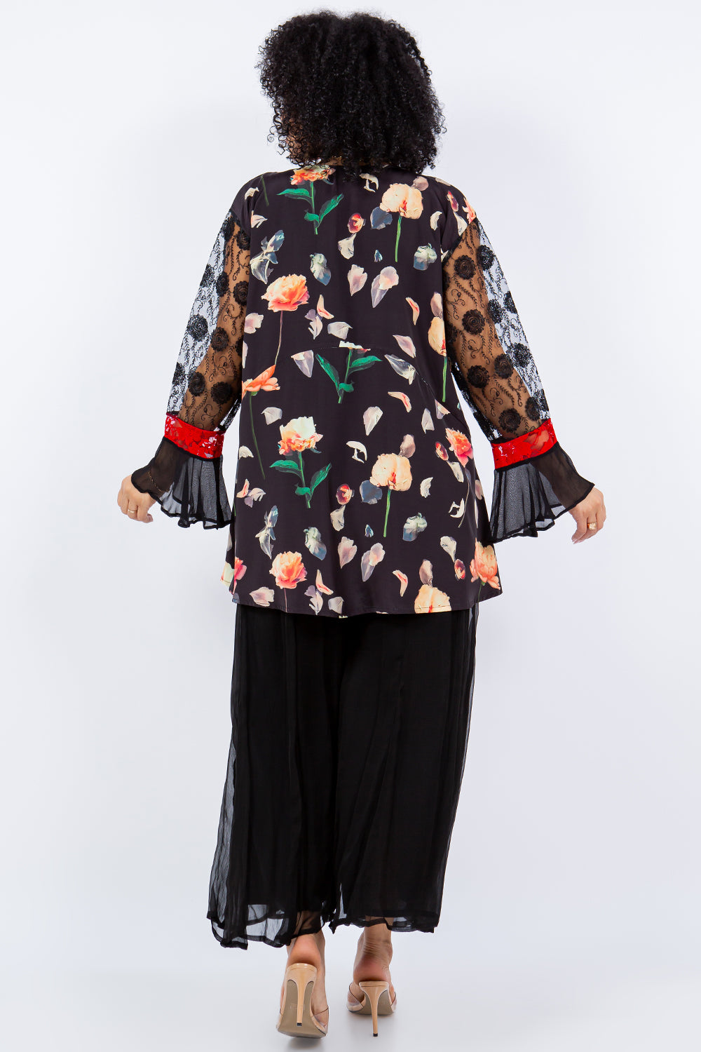 034- Sterling Styles Black and Red Night Bird Kimono