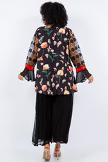034- Sterling Styles Black and Red Night Bird Kimono