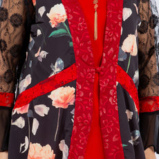 034- Sterling Styles Black and Red Night Bird Kimono