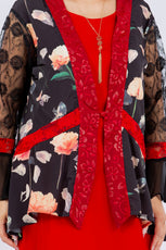 034- Sterling Styles Black and Red Night Bird Kimono