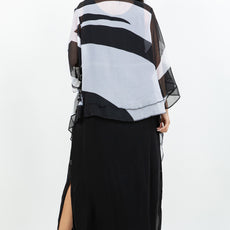 034- Sterling Styles Black and White Sheer Kimono