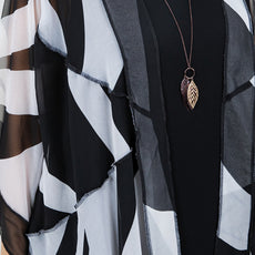034- Sterling Styles Black and White Sheer Kimono