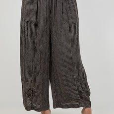 034- Sterling Styles Black and Beige Stripe Boho Pant
