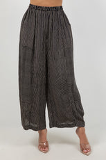 034- Sterling Styles Black and Beige Stripe Boho Pant