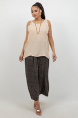 034- Sterling Styles Black and Beige Stripe Boho Pant