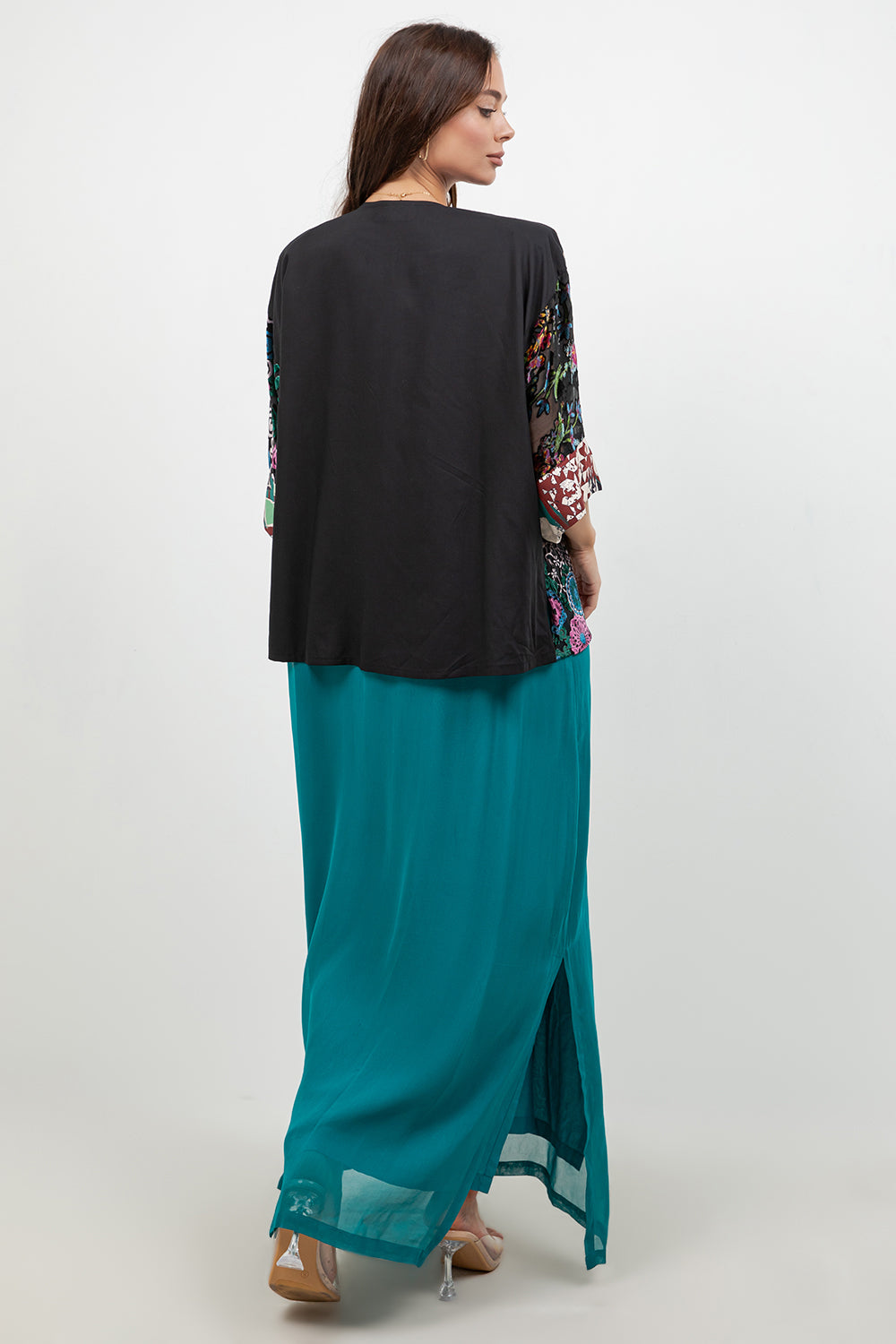 034- Sterling Styles Black and Floral Embroidered Jacket