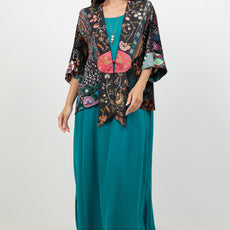 034- Sterling Styles Black and Floral Embroidered Jacket