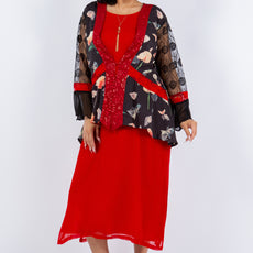 034- Sterling Styles Black and Red Night Bird Kimono