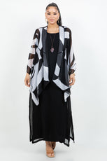 034- Sterling Styles Black and White Sheer Kimono