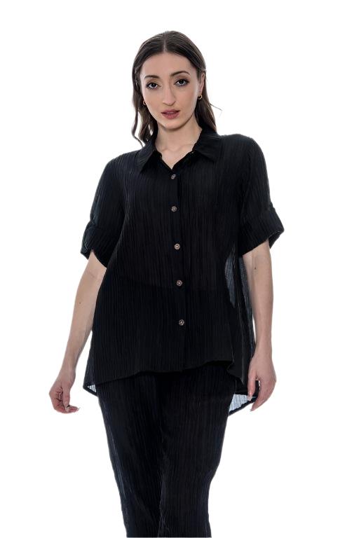 026- Toofan Back Button Shirt- Black