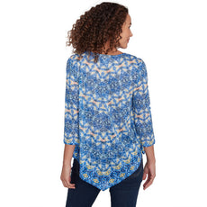 036- Ruby Road Chevron Burnout Knit Top with Gems