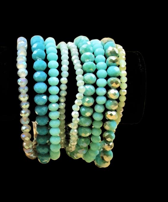 B28- Shades of Turquoise and Aqua Bracelet Set