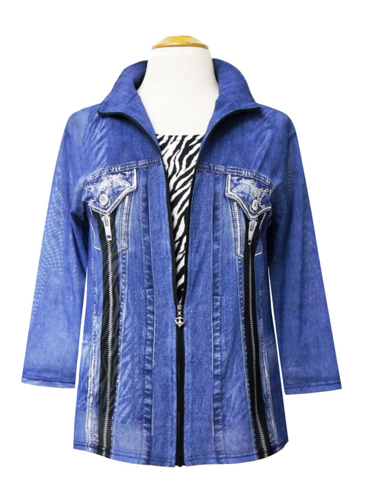 010- Valentina Denim and Zebra 2 Pc Jacket Set