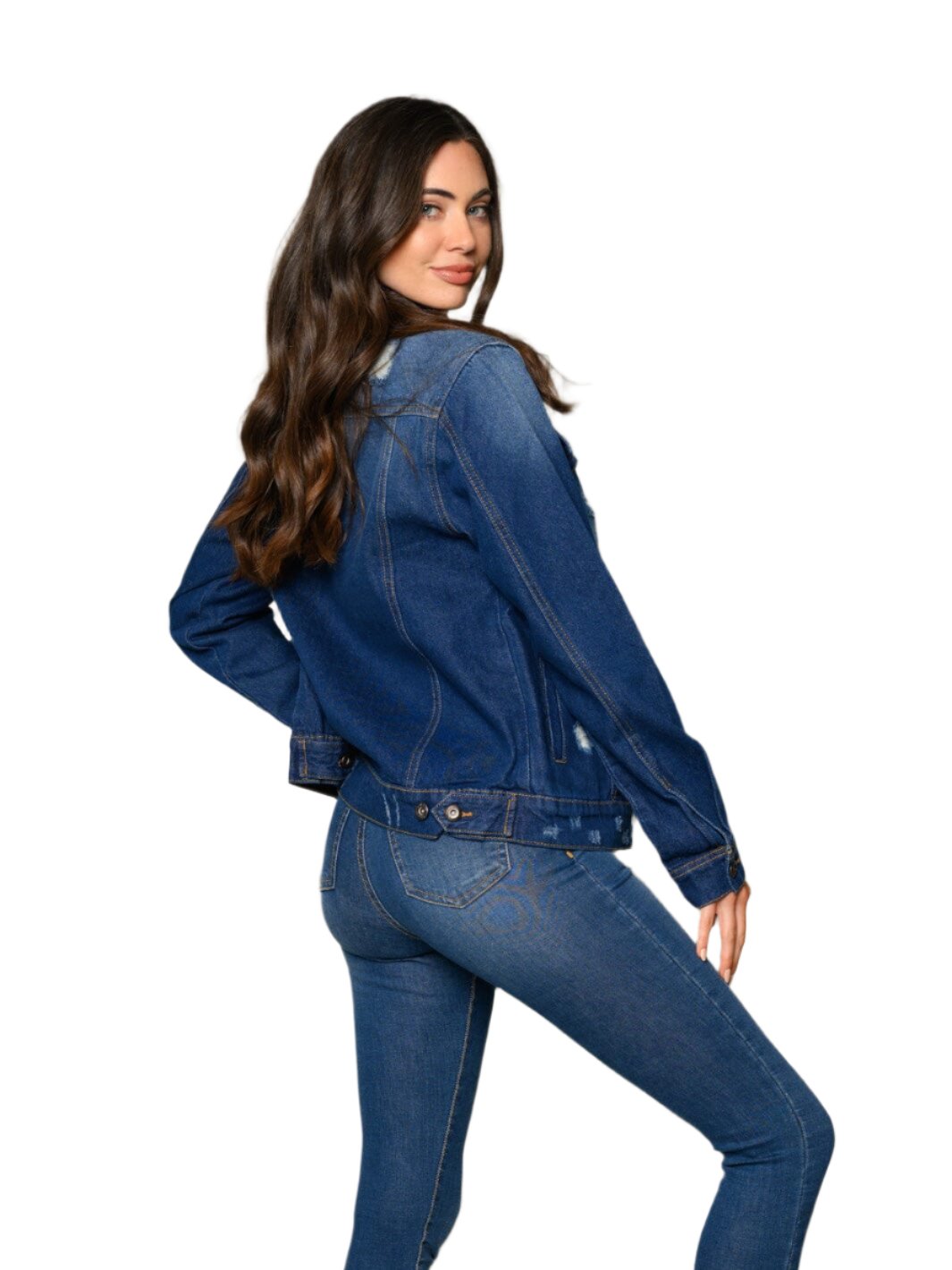 012- W Fashion Trends Distressed Dark Denim Jacket