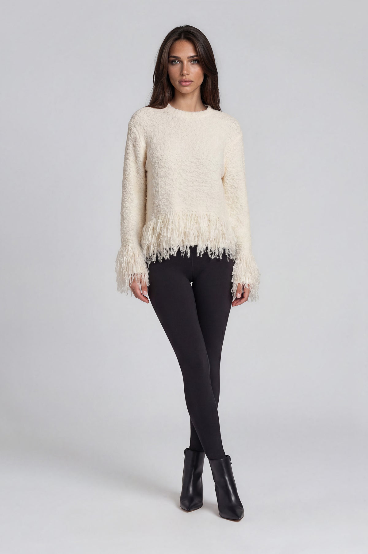 060- Adore Ivory Fringed Sweater