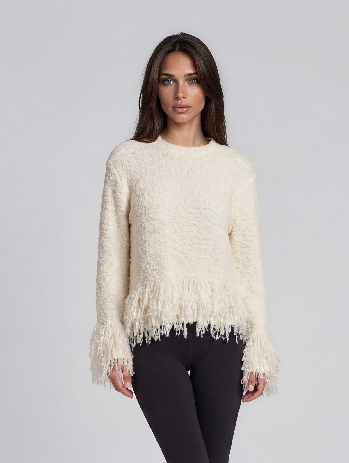 060- Adore Ivory Fringed Sweater