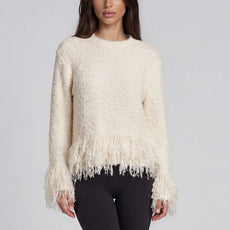 060- Adore Ivory Fringed Sweater