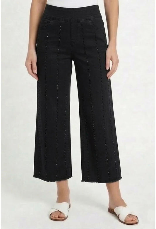 011- Ethyl Black Crystal Wide Leg Jean