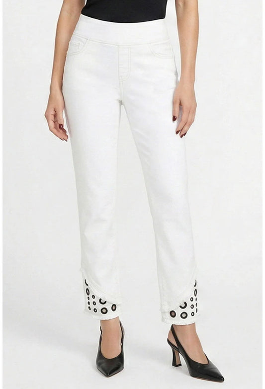 011- Ethyl White with Black Grommets Pants