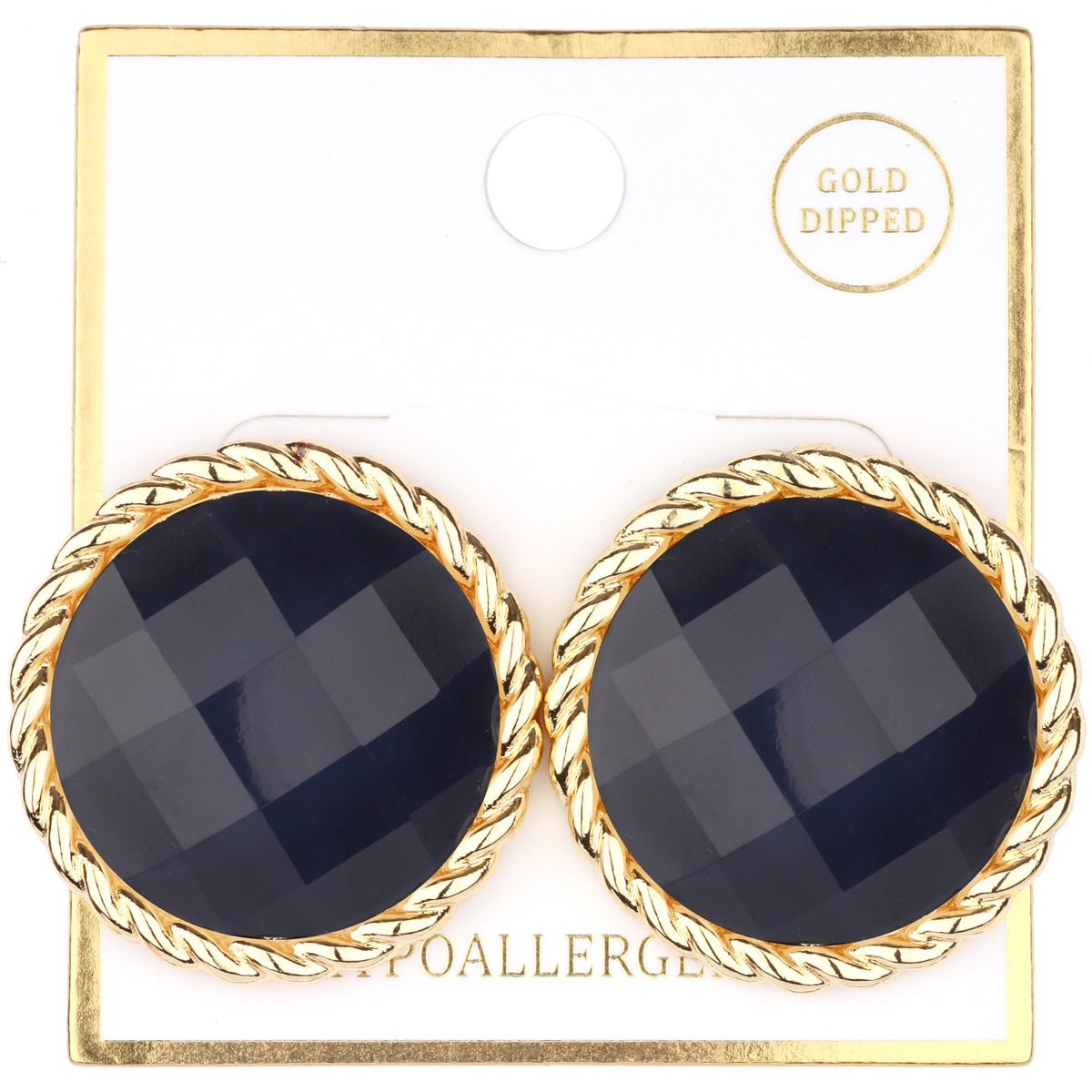 E-108  Navy Blue Faceted Earring