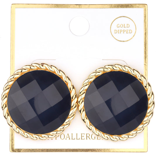 E-108  Navy Blue Faceted Earring