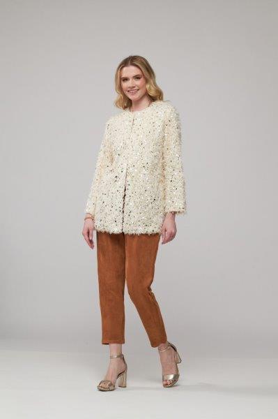 027- Weavz Winter White Fuzzy Sequin Jacket