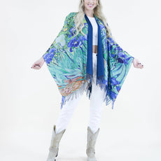 038- Very Moda Van Gogh Iris Fringed ruana