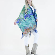 038- Very Moda Van Gogh Iris Fringed ruana