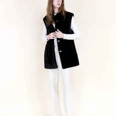 038- Very Moda Black Fur Sleeveless Vest