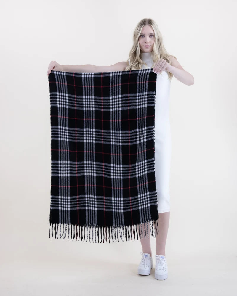 038- Very Moda Black Plaid Designer Scarf