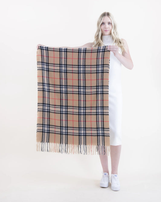 038- Very Moda Camel Plaid Designer Look Scarf