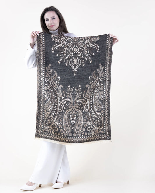 038- Very Moda Black Floral Paisley Scarf
