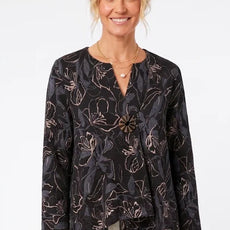 000- ATU Black Floral One Button Asymmetrical Jacket