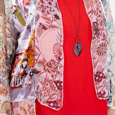 034- Sterling Styles Gray and Beige Chinese Kimono