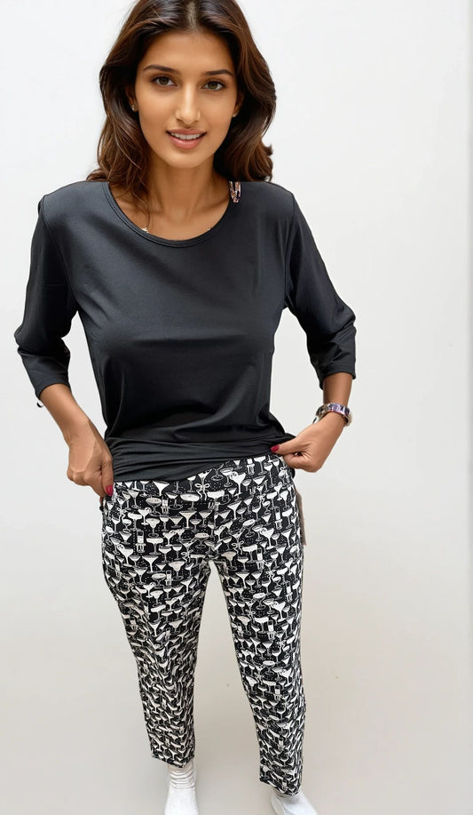 001- LuLu B Black and White Cocktail Skort