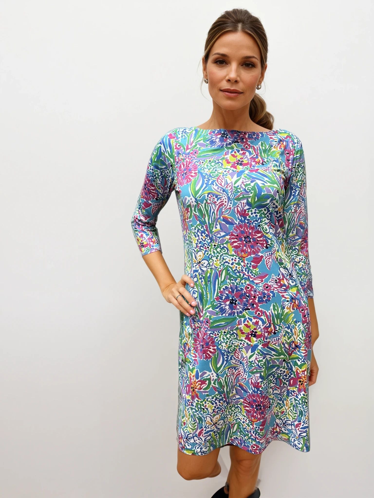 041- Tango Mango Multi Color Floral Sleeved Dress