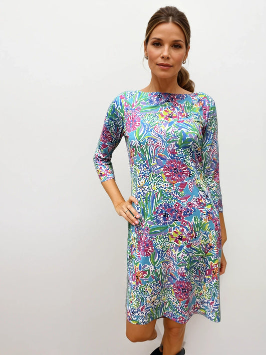 041- Tango Mango Multi Color Floral Sleeved Dress
