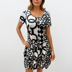 041- Tango Mango Black and White Short Sleeve Bubble Dress