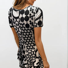 041- Tango Mango Black and White Short Sleeve Bubble Dress