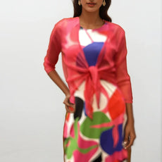041- Tango Mango Hot Pink and White Sleeveless Print Dress