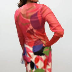 041- Tango Mango Hot Pink and White Sleeveless Print Dress