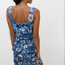 041- Tango Mango Shades of Blue Flower Ruffle Dress